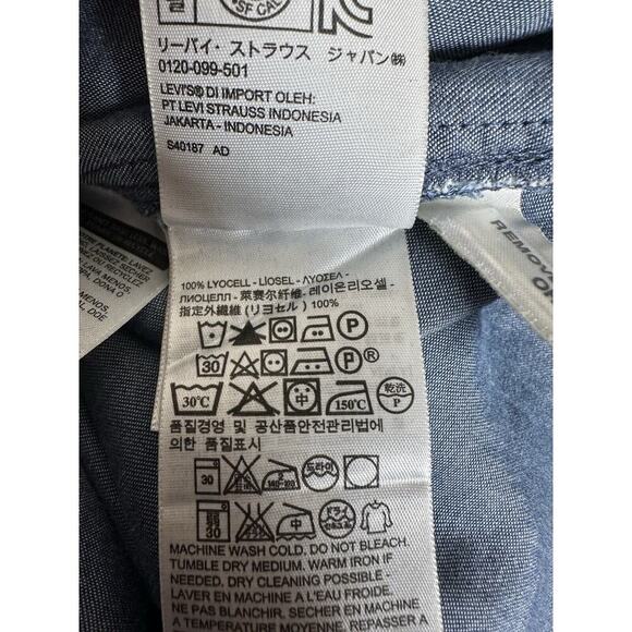 LEVIS Chambray‎ Dress Womens Sz S Tie Waist Pockets Cowgirlcore South Western - Picture 7 of 9